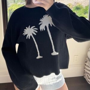 Z Supply Black and White Palm Tree Sweater